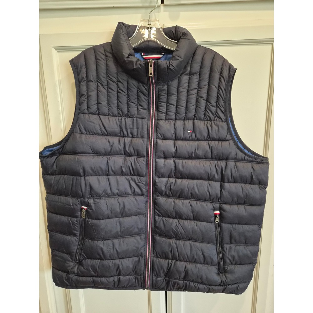 Tommy Hilfiger Mens 2XL Puffer Vest Midnight Blue Lightweight Quilted 159XN478